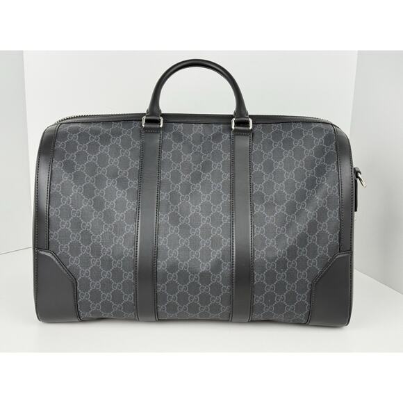 Gucci Large Savoy Duffle Bag GG Supreme Monogram Grey/Black Calfskin Trim - Picture 6 of 16